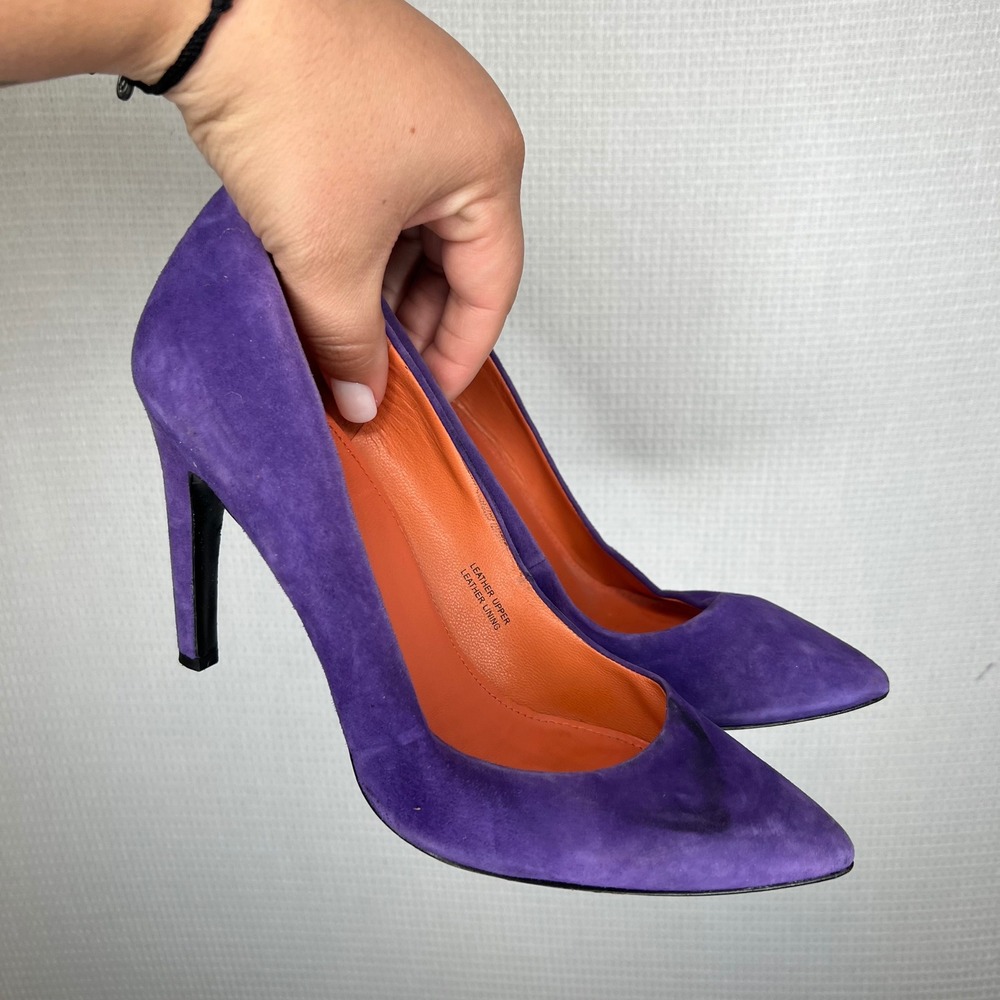Via Spiga Womens Purple Suede Pointed Toe Stiletto Pumps Heels Size 8M